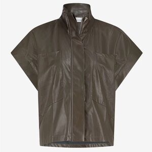 Jane Lushka Paolo Eco Leather Blouse Army Green size Large